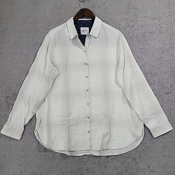 NEW Women's Jachs Girlfriend Super Soft Flannel Shirt White Size L H584 - Picture 2 of 10